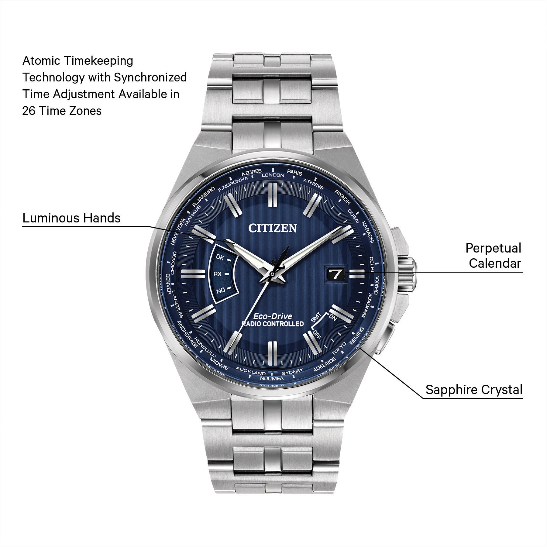 World Perpetual A-T - Men's Charcoal CB0160-51L Watch | CITIZEN